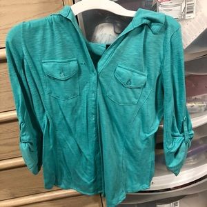 Teal long sleeve button up